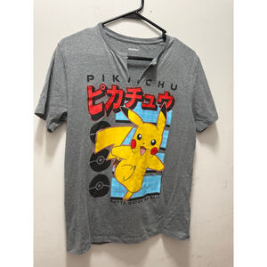 Men's Old Navy Pikachu Graphic Tee Standard S Gray Yellow